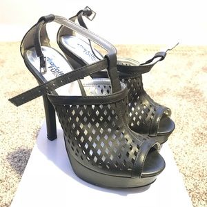 Caged open toe heels